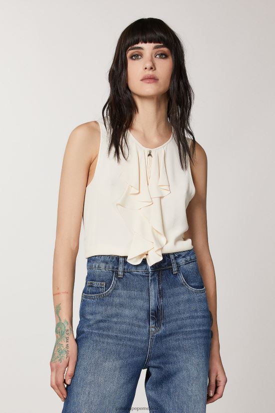 vestir mx Patrizia Pepe mujer top fruncido beige pálido 66024R579