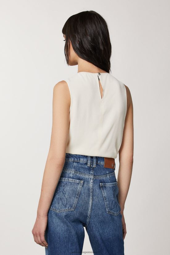 vestir mx Patrizia Pepe mujer top fruncido beige pálido 66024R579