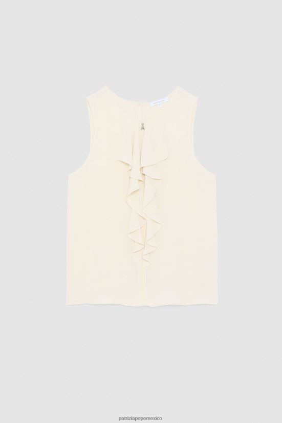 vestir mx Patrizia Pepe mujer top fruncido beige pálido 66024R579