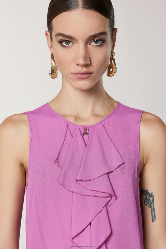 vestir mx Patrizia Pepe mujer top fruncido orquídea morada 66024R531
