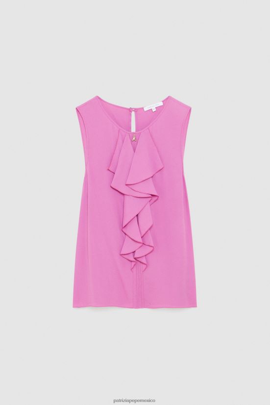 vestir mx Patrizia Pepe mujer top fruncido orquídea morada 66024R531