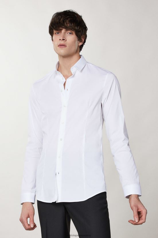 vestir mx Patrizia Pepe hombres camisa ajustada de manga larga otico blanco 66024R1044