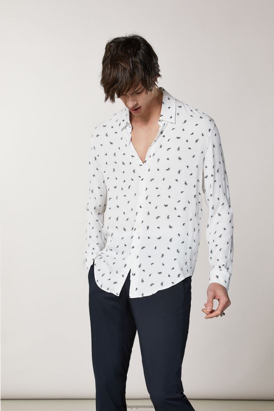 vestir mx Patrizia Pepe hombres camisa con estampado de sarga microcactus 66024R1029