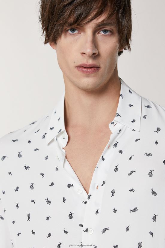 vestir mx Patrizia Pepe hombres camisa con estampado de sarga microcactus 66024R1029