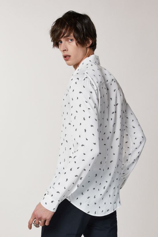 vestir mx Patrizia Pepe hombres camisa con estampado de sarga microcactus 66024R1029