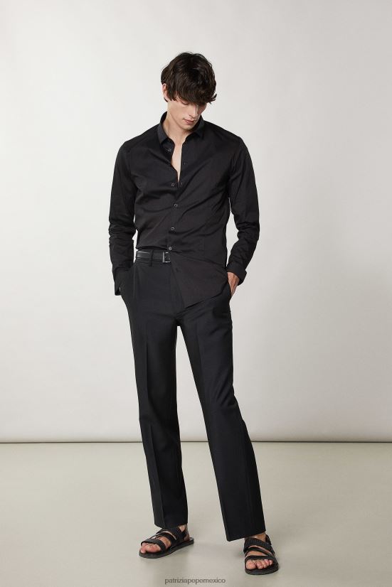 vestir mx Patrizia Pepe hombres camisa de popelina ajustada vinilo nero 66024R1041