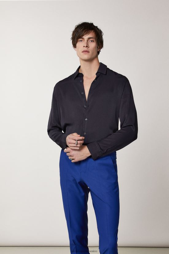 vestir mx Patrizia Pepe hombres camisa de sarga suave Marina Real 66024R1022