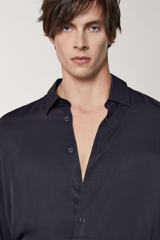 vestir mx Patrizia Pepe hombres camisa de sarga suave Marina Real 66024R1022