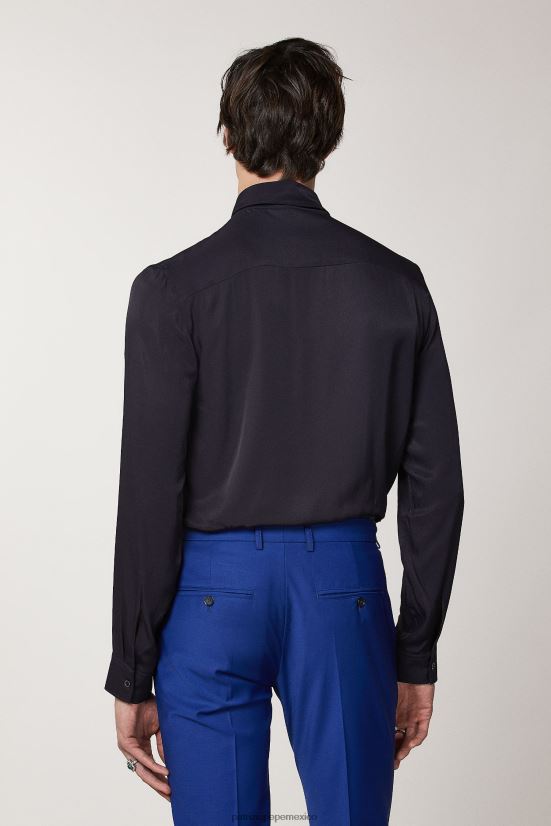 vestir mx Patrizia Pepe hombres camisa de sarga suave Marina Real 66024R1022