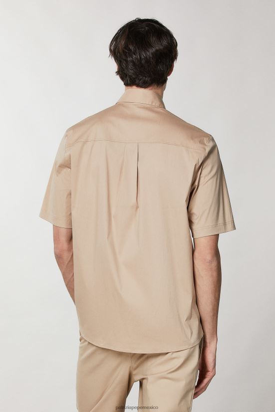 vestir mx Patrizia Pepe hombres camisa oversize de manga corta curry beige 66024R1008