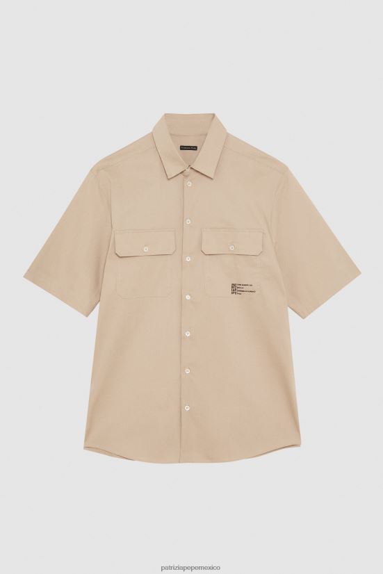 vestir mx Patrizia Pepe hombres camisa oversize de manga corta curry beige 66024R1008