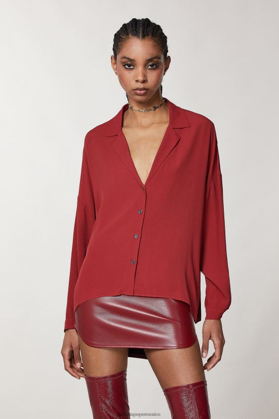 vestir mx Patrizia Pepe mujer blusa delgada de viscosa rojo marciano 66024R86