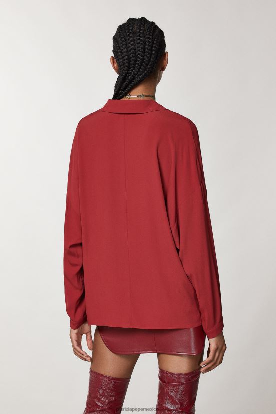 vestir mx Patrizia Pepe mujer blusa delgada de viscosa rojo marciano 66024R86
