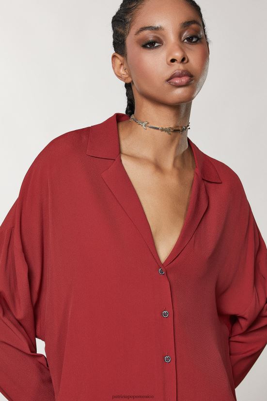 vestir mx Patrizia Pepe mujer blusa delgada de viscosa rojo marciano 66024R86