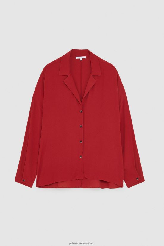 vestir mx Patrizia Pepe mujer blusa delgada de viscosa rojo marciano 66024R86