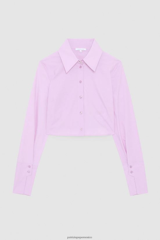 vestir mx Patrizia Pepe mujer camisa corta de popelina lila fresca 66024R472