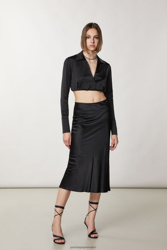 vestir mx Patrizia Pepe mujer camisa corta esencial Nerón 66024R180