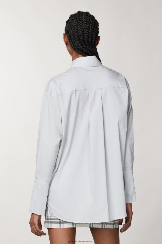 vestir mx Patrizia Pepe mujer camisa de algodón elástico gris mineral 66024R123