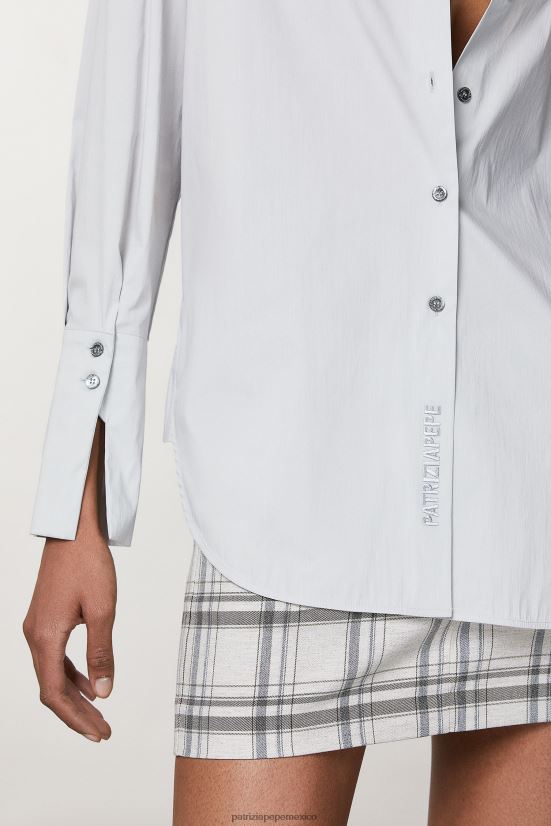 vestir mx Patrizia Pepe mujer camisa de algodón elástico gris mineral 66024R123