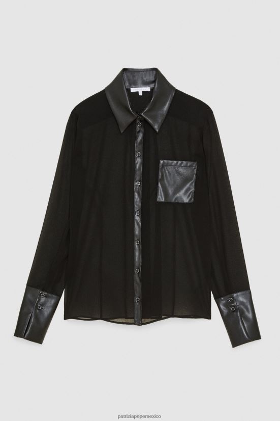 vestir mx Patrizia Pepe mujer camisa de crepé de corte regular Nerón 66024R164