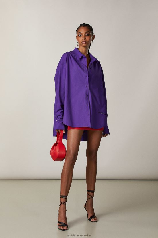 vestir mx Patrizia Pepe mujer camisa de gran tamaño violeta sexy 66024R675