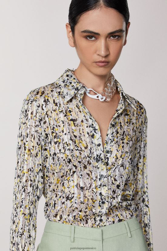 vestir mx Patrizia Pepe mujer camisa de lúrex estampado de camu abstracto 66024R618