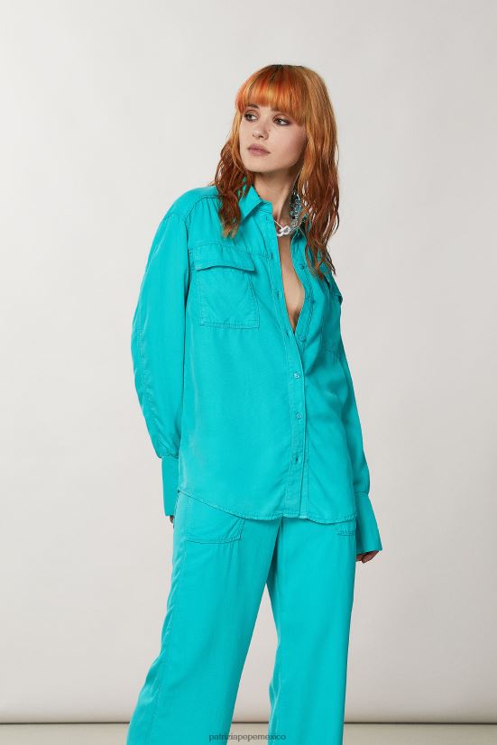 vestir mx Patrizia Pepe mujer camisa de manga larga agua verde 66024R604