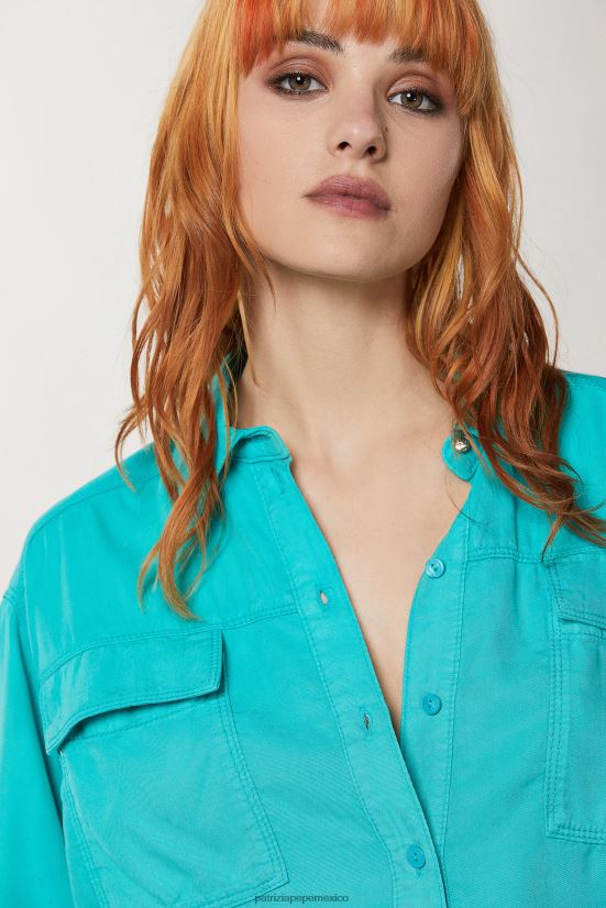 vestir mx Patrizia Pepe mujer camisa de manga larga agua verde 66024R604
