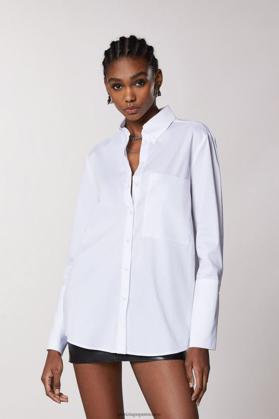vestir mx Patrizia Pepe mujer camisa de popelina oversize otico blanco 66024R435