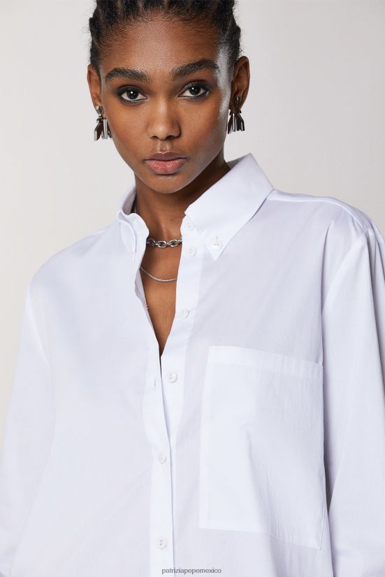 vestir mx Patrizia Pepe mujer camisa de popelina oversize otico blanco 66024R435