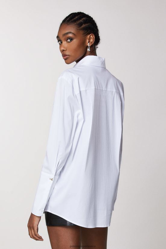 vestir mx Patrizia Pepe mujer camisa de popelina oversize otico blanco 66024R435