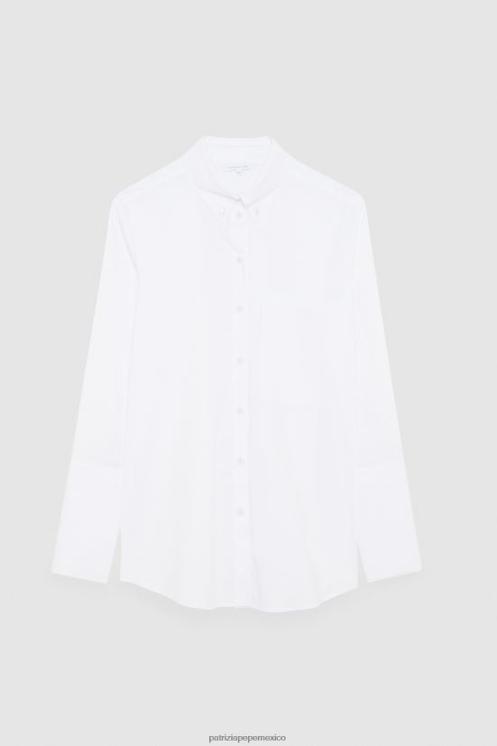 vestir mx Patrizia Pepe mujer camisa de popelina oversize otico blanco 66024R435