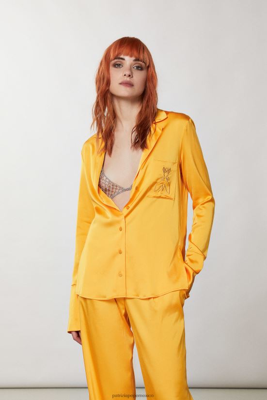 vestir mx Patrizia Pepe mujer camisa de raso naranja jugosa 66024R318