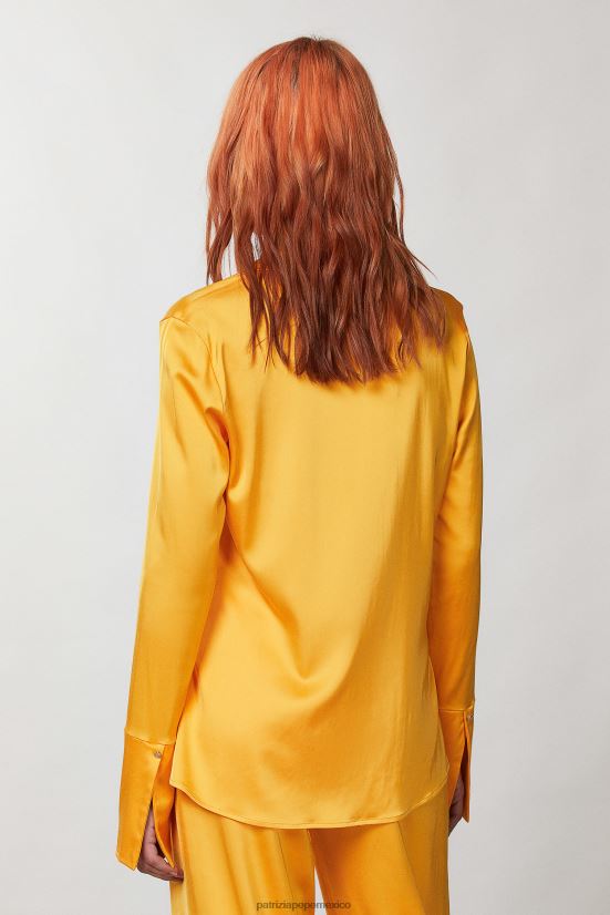 vestir mx Patrizia Pepe mujer camisa de raso naranja jugosa 66024R318