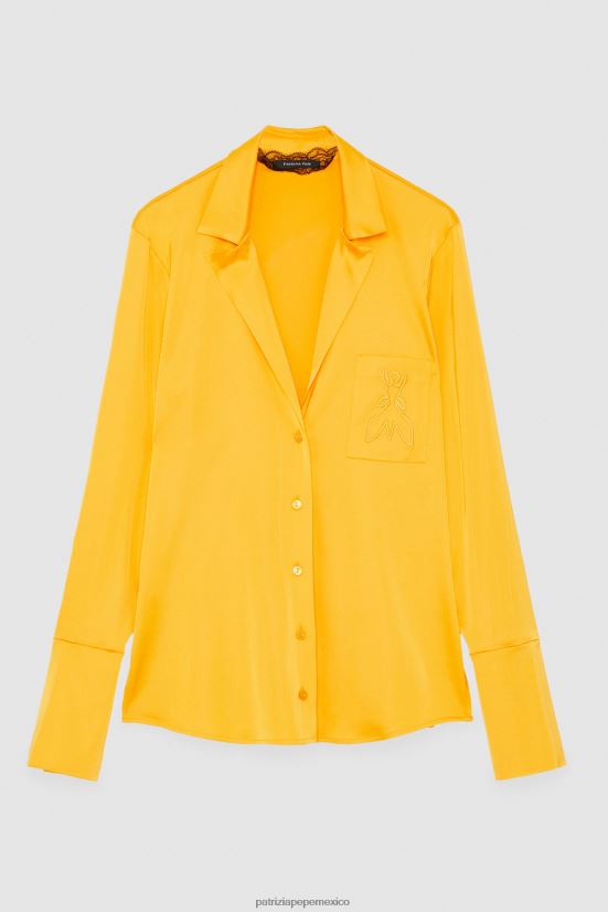 vestir mx Patrizia Pepe mujer camisa de raso naranja jugosa 66024R318
