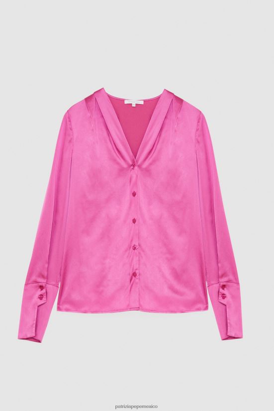 vestir mx Patrizia Pepe mujer camisa de satén de viscosa orquídea morada 66024R532