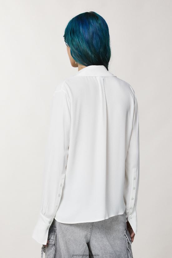 vestir mx Patrizia Pepe mujer camisa de viscosa suave blanco 66024R67
