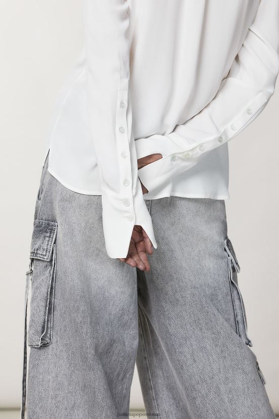 vestir mx Patrizia Pepe mujer camisa de viscosa suave blanco 66024R67