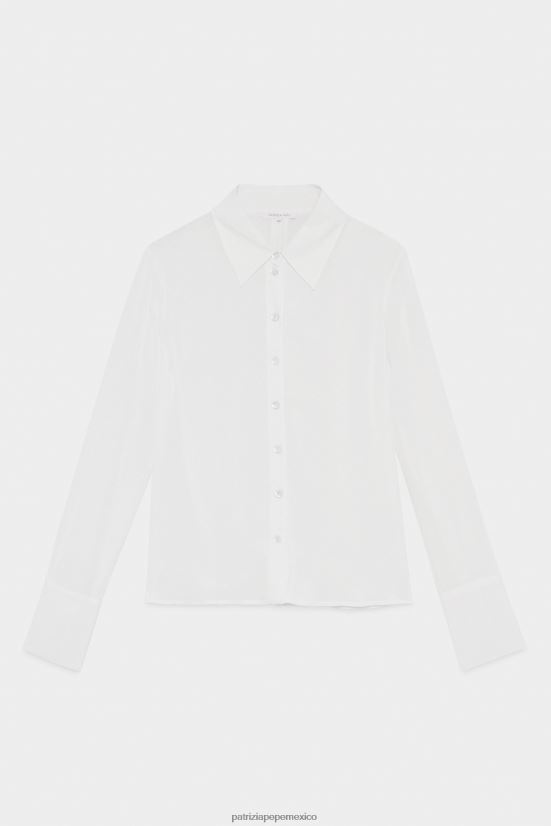 vestir mx Patrizia Pepe mujer camisa de viscosa suave blanco 66024R67
