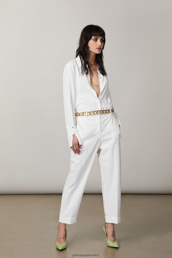 vestir mx Patrizia Pepe mujer camisa "esencial" de puños largos blanco 66024R699