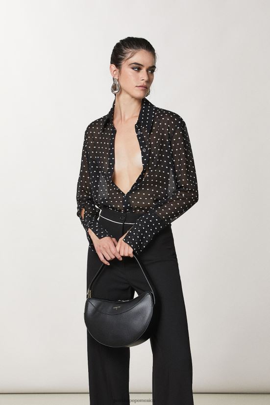 vestir mx Patrizia Pepe mujer camisa fluida de crepé pois negros 66024R26