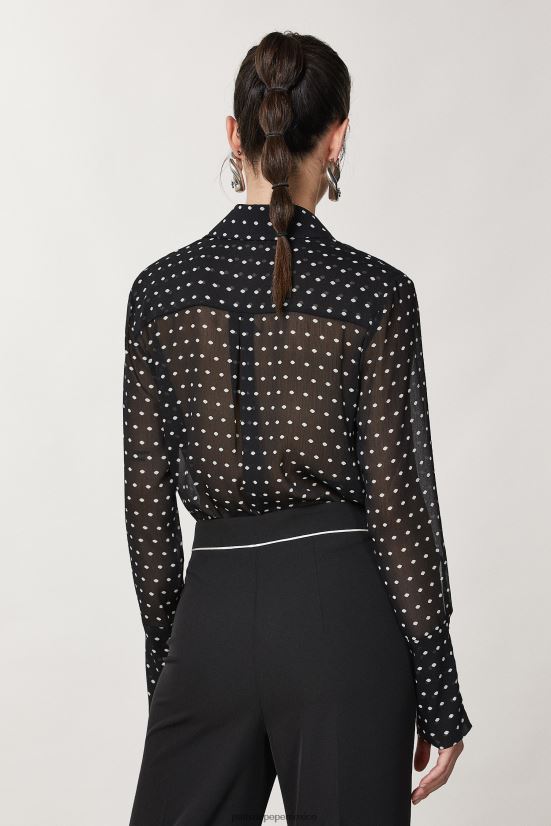 vestir mx Patrizia Pepe mujer camisa fluida de crepé pois negros 66024R26