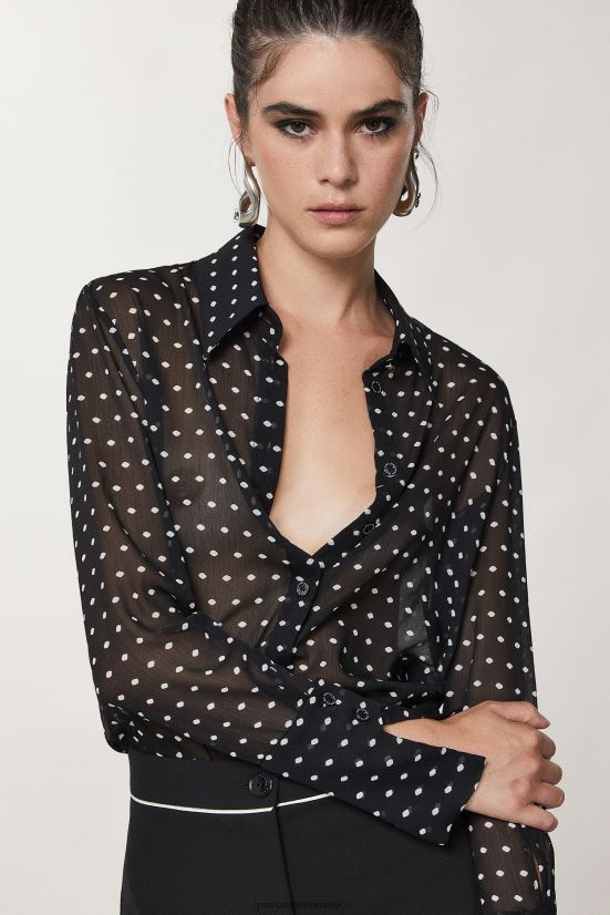 vestir mx Patrizia Pepe mujer camisa fluida de crepé pois negros 66024R26