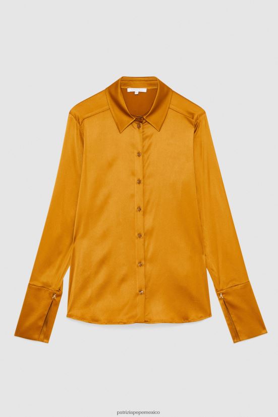 vestir mx Patrizia Pepe mujer camisa fluida de satén marrón picante 66024R544