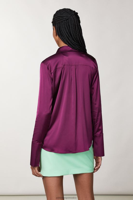 vestir mx Patrizia Pepe mujer camisa fluida de satén morado futurista 66024R39