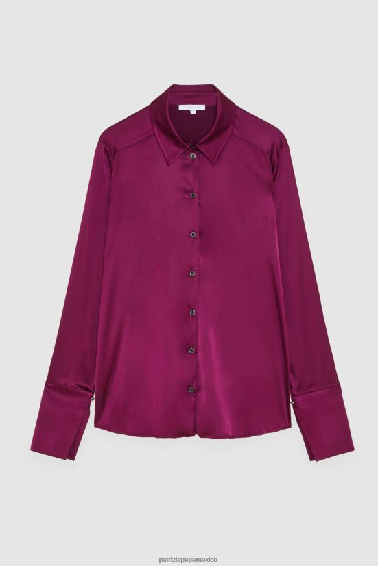 vestir mx Patrizia Pepe mujer camisa fluida de satén morado futurista 66024R39