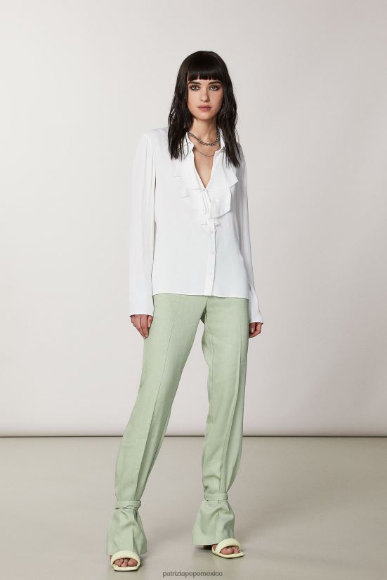 vestir mx Patrizia Pepe mujer camisa fruncida blanco 66024R695