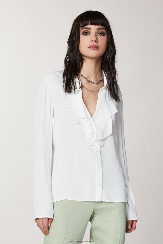 vestir mx Patrizia Pepe mujer camisa fruncida blanco 66024R695