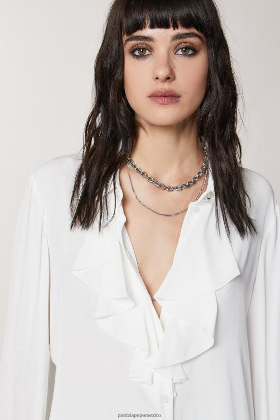 vestir mx Patrizia Pepe mujer camisa fruncida blanco 66024R695