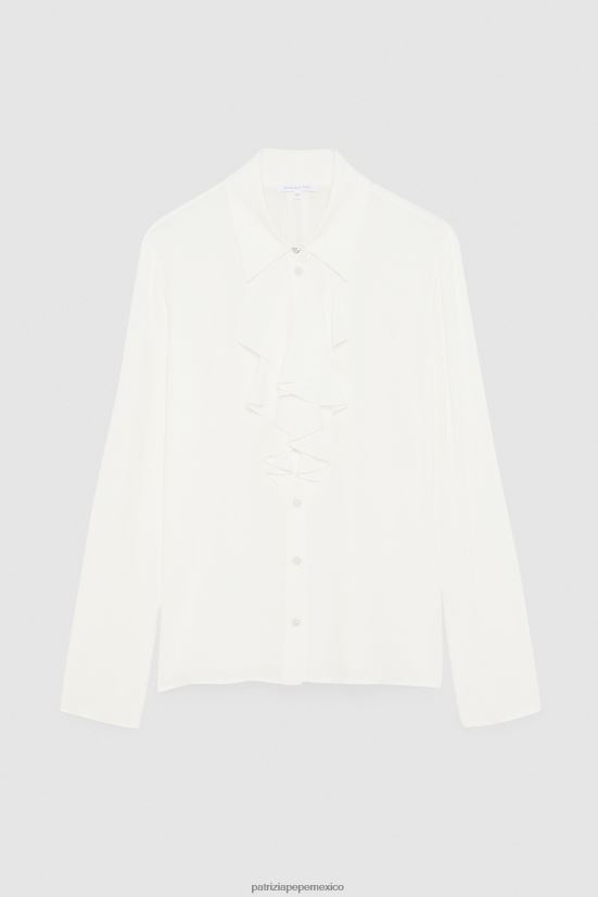 vestir mx Patrizia Pepe mujer camisa fruncida blanco 66024R695